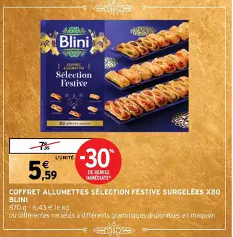 Intermarché COFFRET ALLUMETTES SÉLECTION FESTIVE SURGELÉES X80 BLINI offre