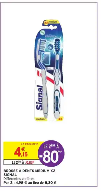 Intermarché Signal brosse à dents médium x2 offre