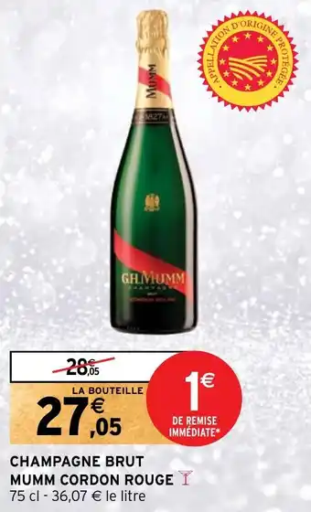Intermarché CHAMPAGNE BRUT MUMM CORDON ROUGE offre
