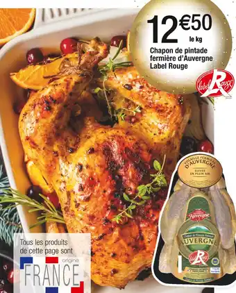 Cora x Carrefour Chapon de pintade fermière d’auvergne label rouge offre
