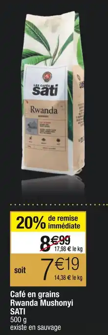 Cora x Carrefour Sati café en grains rwanda mushonyi offre