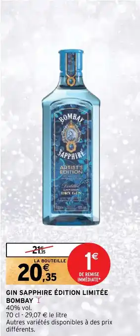 Intermarché GIN SAPPHIRE ÉDITION LIMITÉE BOMBAY offre