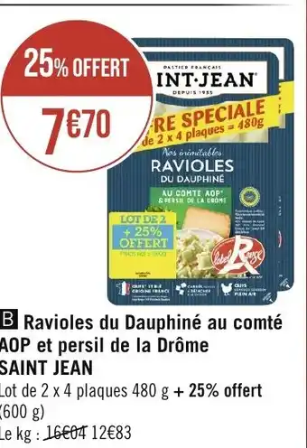 Géant Casino B Ravioles du Dauphiné au comté AOP et persil de la Drôme SAINT JEAN offre