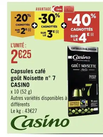 Géant Casino Capsules café goût Noisette n° 7 offre