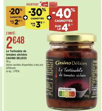 Le Tartinable de tomates séchées CASINO DELICES 90 g