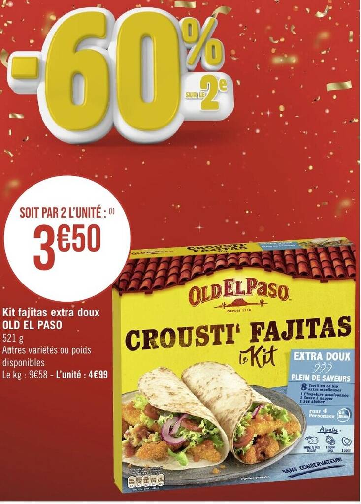 Promo Kit fajitas extra doux OLD EL PASO chez Géant Casino