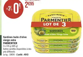 Géant Casino Sardines huile d'olive vierge extra PARMENTIER offre
