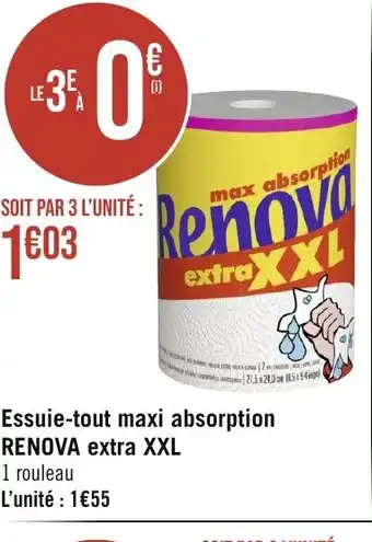 Géant Casino Essuie-tout maxi absorption RENOVA extra XXL offre