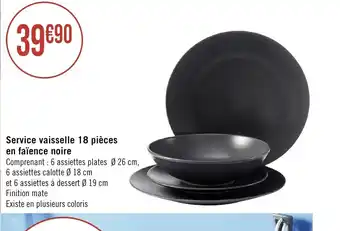 Service vaisselle 18 pièces en faïence noire