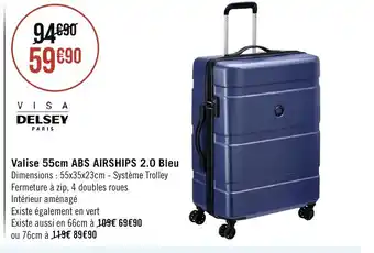 Géant Casino Valise 55cm ABS AIRSHIPS 2.0 Bleu offre