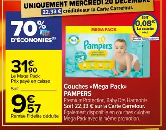 Carrefour Couches Mega Pack PAMPERS offre