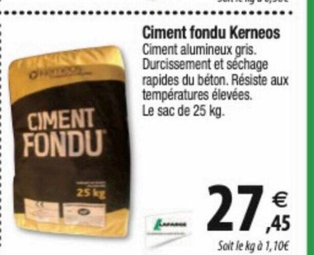 Ciment fondu outlet prix