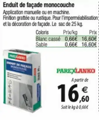 Tridôme Enduit de façade monocouche offre