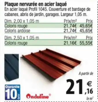 Tridôme Plaque nervurée en acier laqué offre