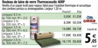 Tridôme Rouleau de laine de verre Thermocoustic 40RP offre