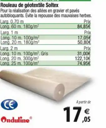 Tridôme Rouleau de géotextile Soltex offre