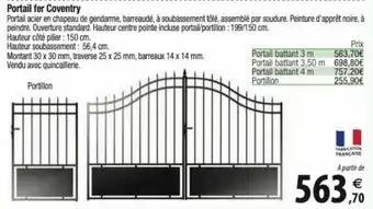 Tridôme Portail fer Coventry offre
