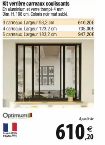 Kit verrière carreaux coulissants