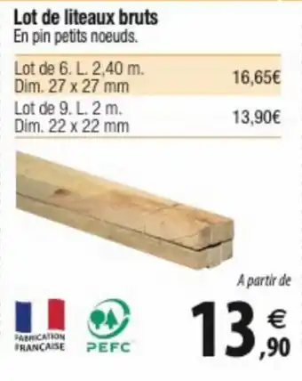 Tridôme Lot de liteaux bruts offre