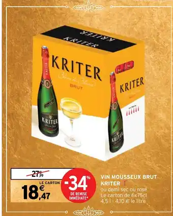 Intermarché Hyper VIN MOUSSEUX BRUT KRITER I offre