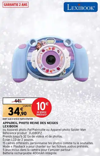 Intermarché Hyper APPAREIL PHOTO REINE DES NEIGES LEXIBOOK offre