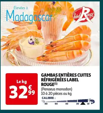 Auchan Supermarché Gambas entières cuites réfrigérées label rouge offre