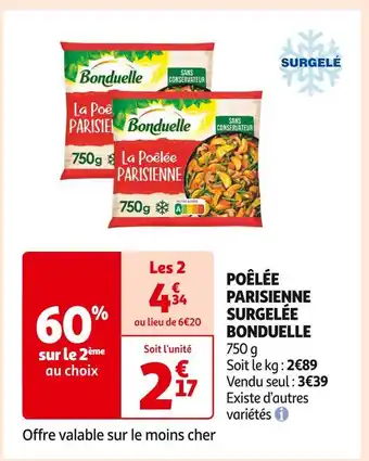 Auchan Supermarché Bonduelle poêlée parisienne surgelée offre
