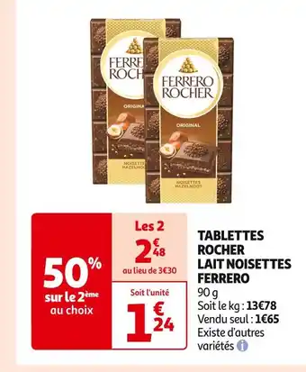 Auchan Supermarché Ferrero tablettes rocher lait noisettes offre