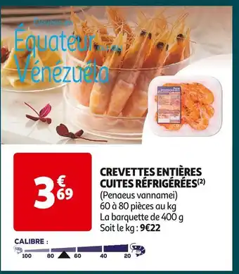 Auchan Supermarché Crevettes entières cuites réfrigérées offre