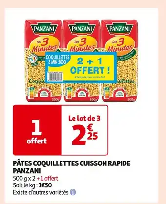 Auchan Supermarché Panzani pâtes coquillettes cuisson rapide offre