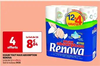 Auchan Supermarché Renova essuie tout maxi absorption offre