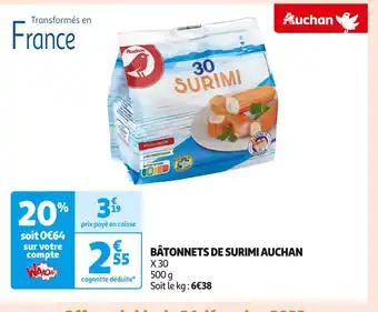 Auchan Supermarché Auchan bâtonnets de surimi offre