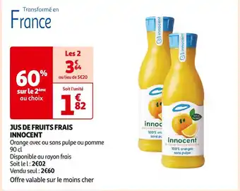 Auchan Supermarché Innocent jus de fruits frais offre