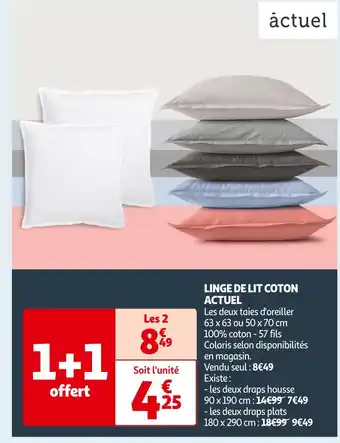 Auchan Supermarché Actuel linge de lit coton offre