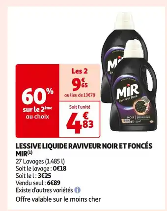 Auchan Supermarché Mir lessive liquide raviveur noir et foncés(1) offre