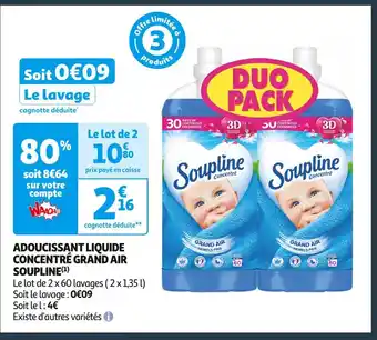 Auchan Supermarché Soupline adoucissant liquide concentré grand air offre