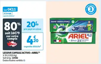 Auchan Supermarché Ariel lessive capsule active + ariel(1) offre