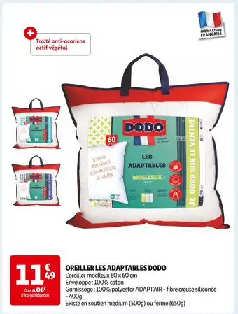 Auchan Supermarché Dodo oreiller les adaptables offre