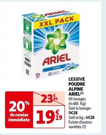 Auchan Supermarché Ariel lessive poudre alpine (1) offre