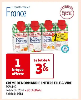 Auchan Supermarché Elle & vire crème de normandie entière offre