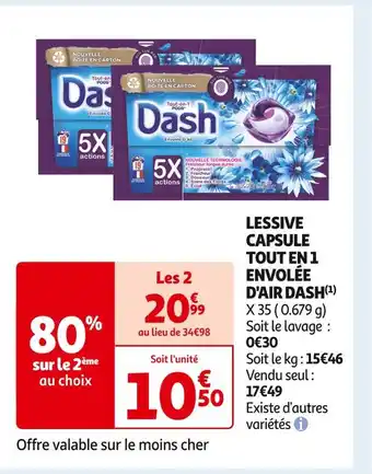 Auchan Supermarché Dash lessive capsule tout en 1 envolée d'air (1) offre
