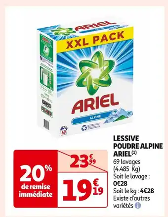 Auchan Supermarché Ariel lessive poudre alpine(1) offre