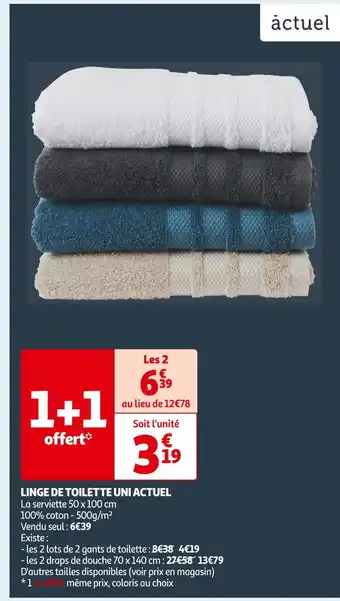 Auchan Supermarché Actuel linge de toilette uni offre