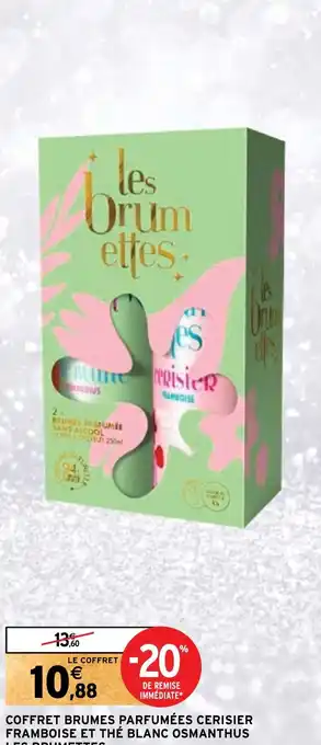 Intermarché Hyper COFFRET BRUMES PARFUMÉES CERISIER FRAMBOISE ET THÉ BLANC OSMANTHUS LES BRUMETTES offre