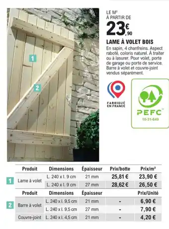LAME À VOLET BOIS