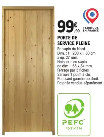 E.Leclerc Brico PORTE DE SERVICE PLEINE offre
