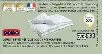 JYSK Couette Synthétique Dodo Anti Acariens offre