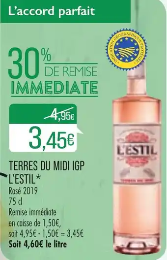 Match Terres du midi IGP l'estil offre