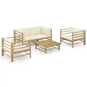 Bricorama Vidaxl salon de jardin 5 pcs avec coussins blanc crème bambou offre