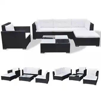 Jeu de canapé de jardin 17 pcs noir résine tressée - 41874 - noir